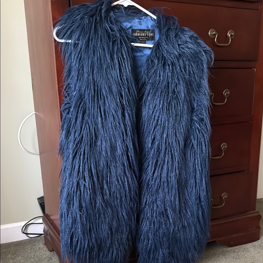 Fabulous Furs Blue Teddy Jacket Faux Fur Style